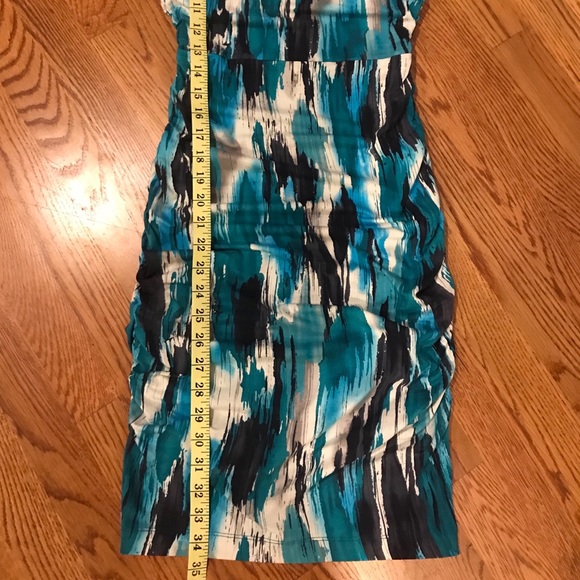 SOLD-Ann Taylor Blue Green Sexy Summer Dress XSP - Picture 3 of 6